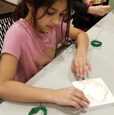 Girl Scout trefoil string art activity