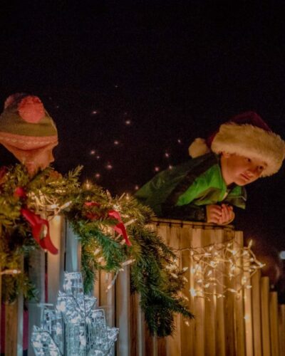 kids standing on bridge at Winterfest