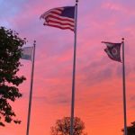 Beavercreek North Movie in the Park Sunset with flags